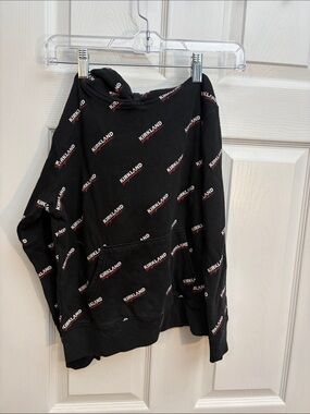 Kirkland Signature Black Hoodie with Repeating Logo Print